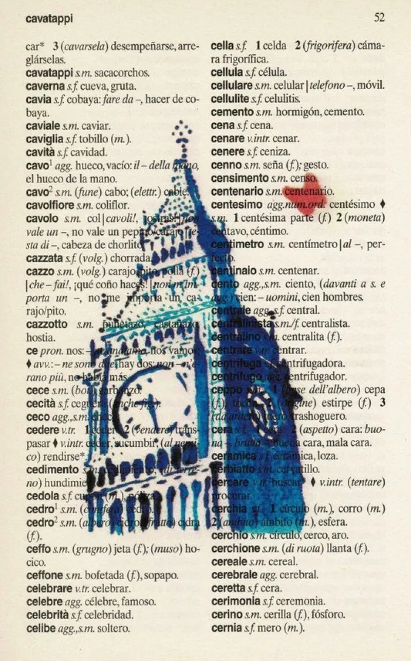 Tradera Utskrift på sida från italienskt-spanish lexsikon^ Posters