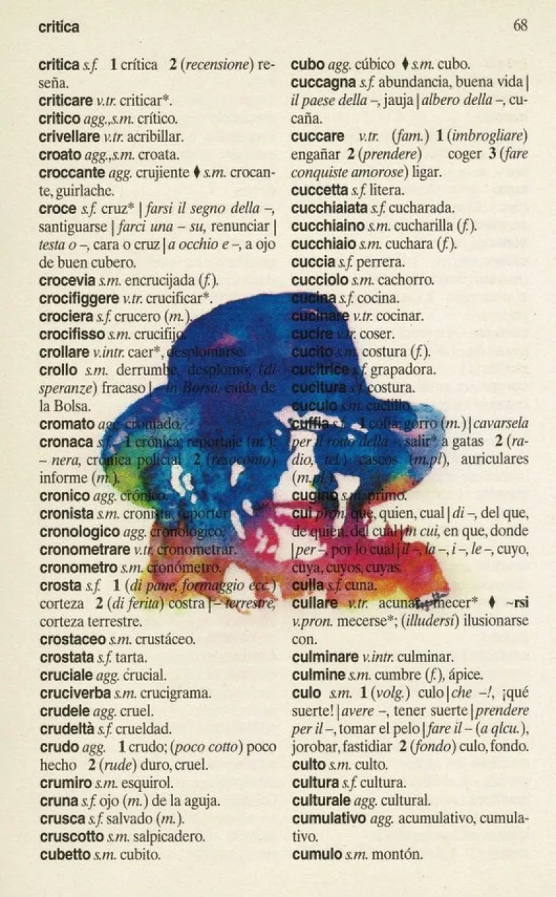 Tradera Utskrift på sida från italienskt-spanish lexsikon^ Posters