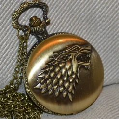 Tradera Varg Stark fr. Game of Thrones Fickur Brons Klocka Halsband Ny^ Fickur