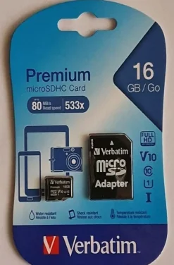 Tradera Mobiltillbehör<Verbatim Premium 16 Gb Micro-SDHC minneskort inkl. adapter klass 10 - 914