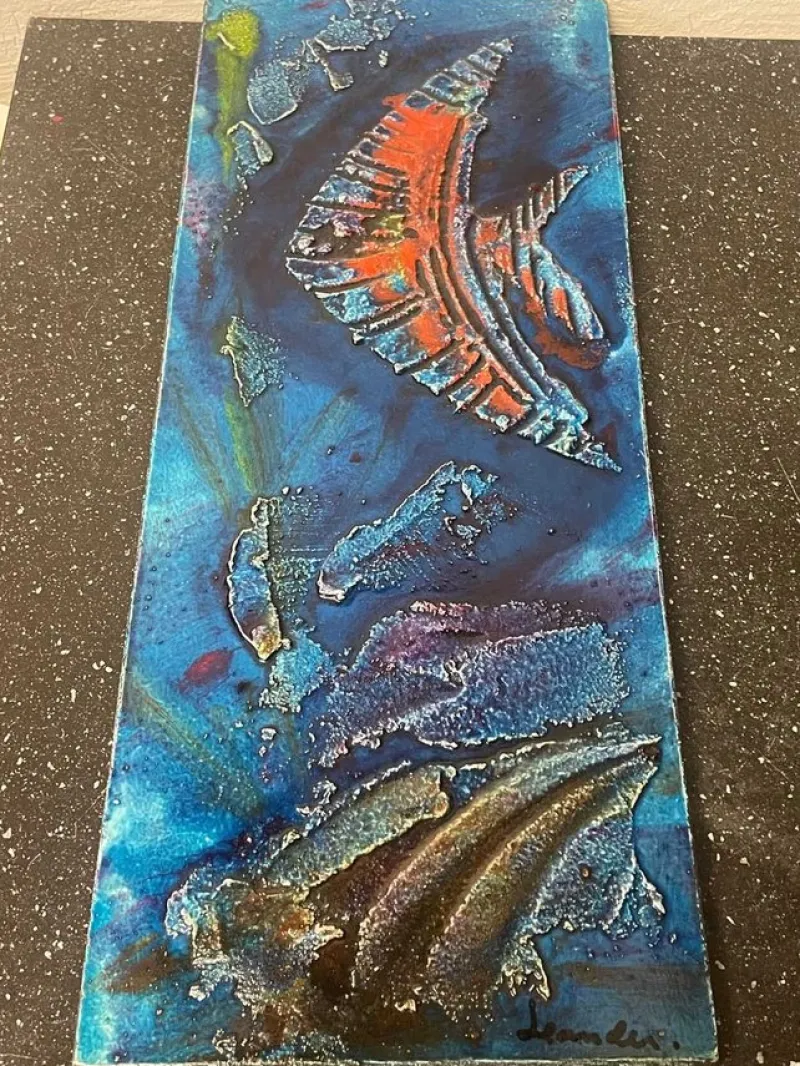 Tradera Väggrelief Agrilic Abstrakt tavla , signerad^ Reliefer