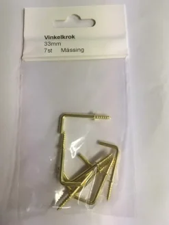 Tradera Vinkelkrok mässing 33mm 7-pack> Krokar, Handtag & Beslag