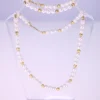 Tradera Smyckespaket<Vintage faux plastic pearl and gold bead necklace/bracelet set circa 1980s-22.6g