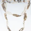 Tradera Halsband<Vintage handmade artisan seashells necklace-mini shells threaded strands-34.6g