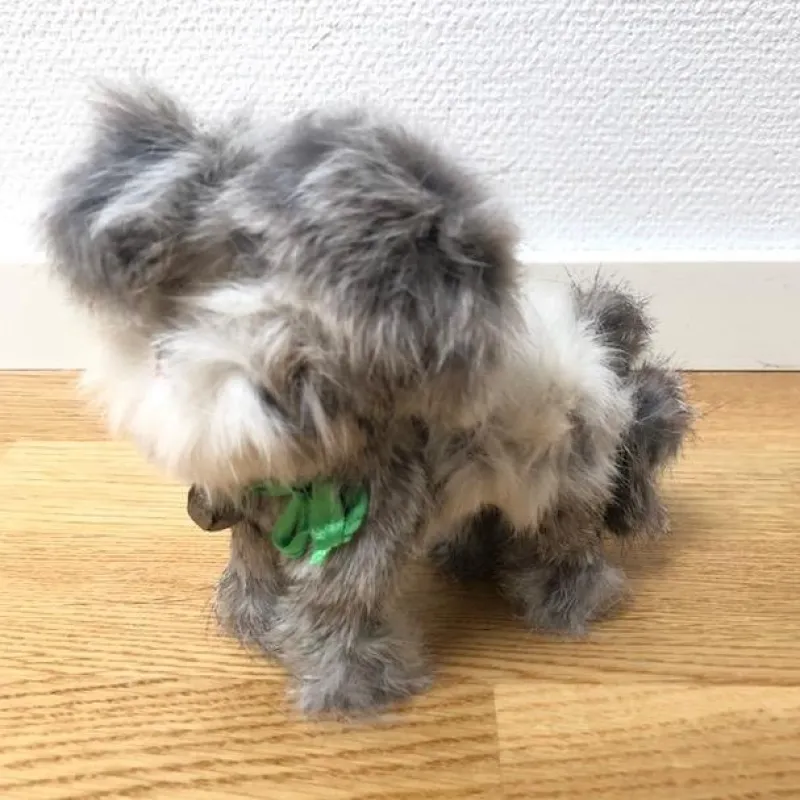 Tradera Övriga Samlarleksaker<Vintage handmade toy dog made from real fur with red glass eyes