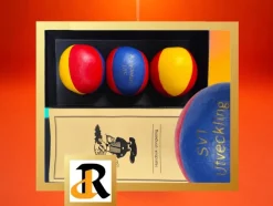 Tradera Lek & Spel<vintage Jongleringsset som består av 3 jongleringsbollar, SVT utveckling