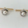 Tradera Manschettknappar<Vintage knappar i äkta18k guld och vitguldmed pärlor, 20mm