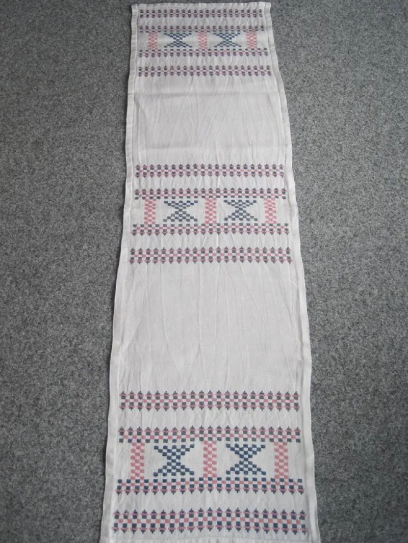 Tradera Vintage Löpare Vit Rosa Blå> Textilier