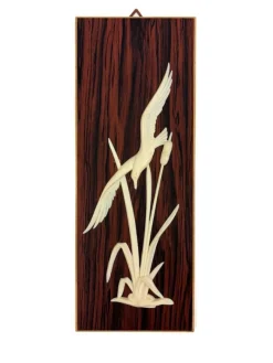 Tradera Vintage retro väggtavla med fågelmotiv på panel 70-tal fint skick> Antikviteter