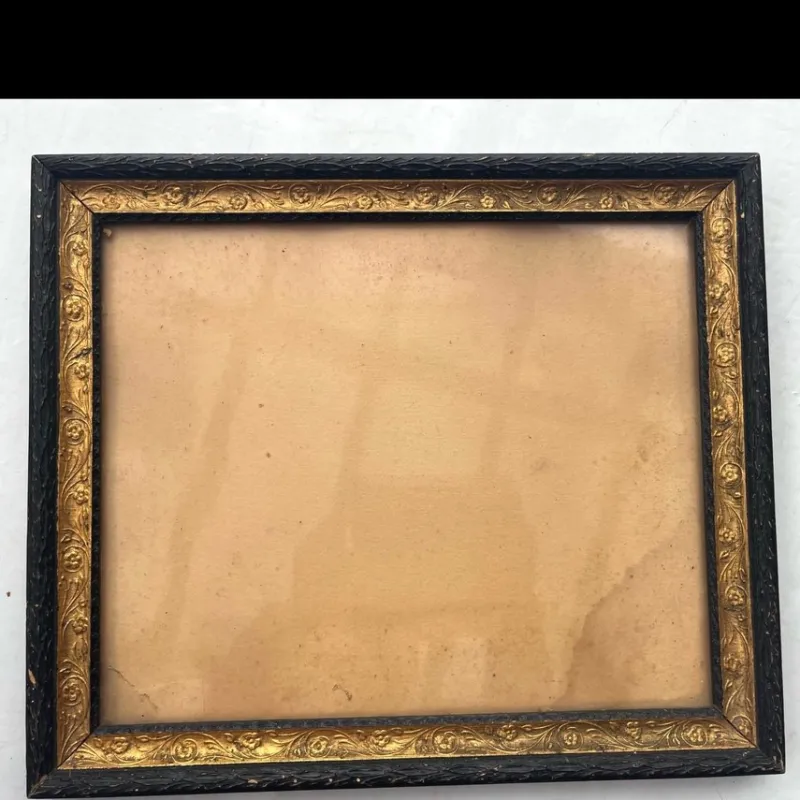 Tradera Vintage Stor Tavelram m glas elegant ram i trä guld svart 1930-talet^ Ramar