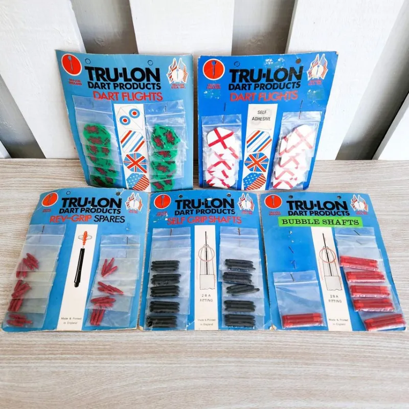 Tradera Dart<Vintage Tru-Lon Dart Flights & Shafts Lot - Unopened, Made in England