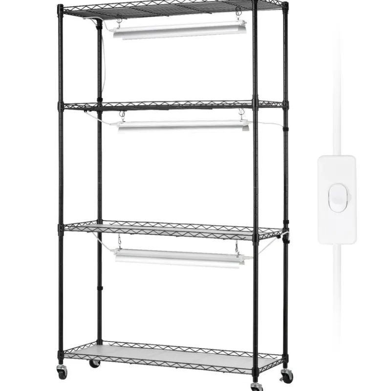 Tradera Krukor & Odlingssystem<Växtställ med Växtbelysning – 4 Hyllor, 90W LED-lampor, 150 cm Högt