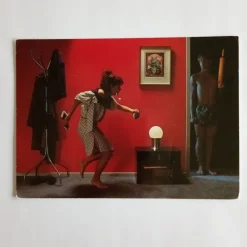 Tradera Allmänna Motiv<Vykort - Smygande kvinna.