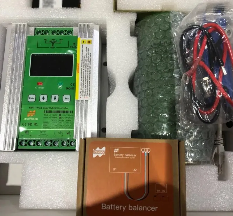Tradera 3000W 12V 24V 48V-Auto WIFI MPPT vind solar hybrid laddregulator med balanserare> Solenergi