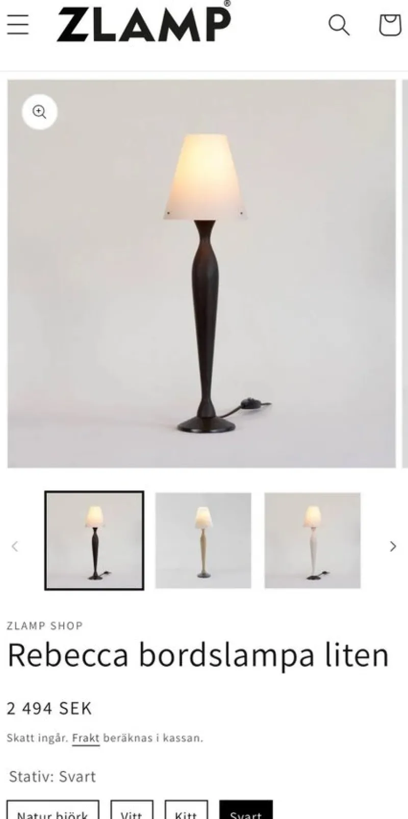 Tradera Zlamp Rebecca bordslampa liten - Svart^ Lampor